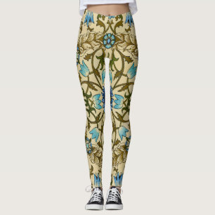 Leggings William Morris Vintage Blue Motif Sans Couture