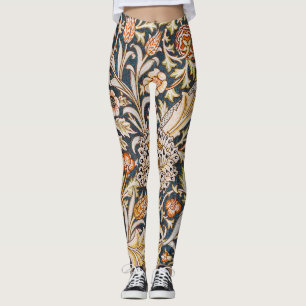 Leggings William Morris Vintage Trent Motif Floral Bleu