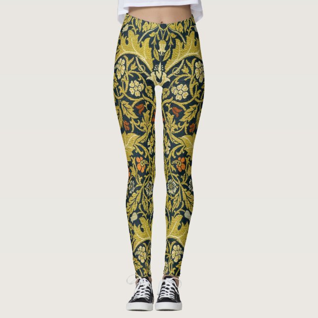 Leggings William Morris Violet Columbine Navy Floral (Devant)