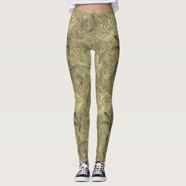 Leggings William Morris Windrush Motif de fond d'écran (Devant)