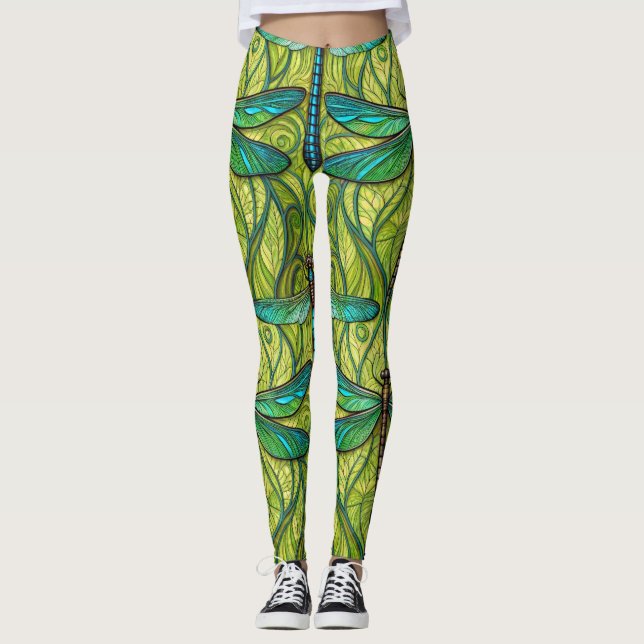 Leggings with a vibrant dragonfly pattern (Devant)