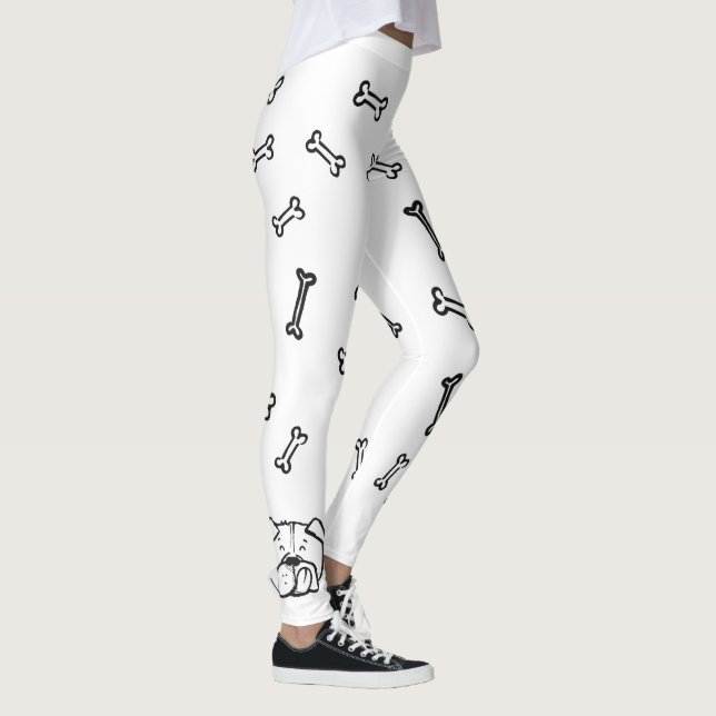 Leggings with english bulldog and bones pattern (Droite)