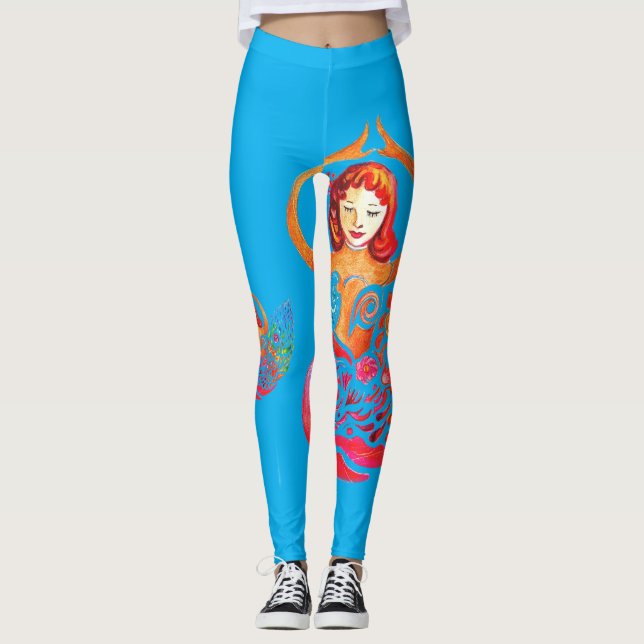 Leggings with Yoga Meditation Woman rainbow Design (Devant)