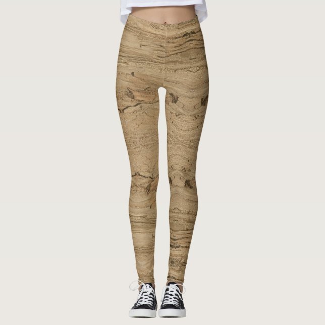 Leggings Woodgrain Photo Brown Motif naturel rayé (Devant)