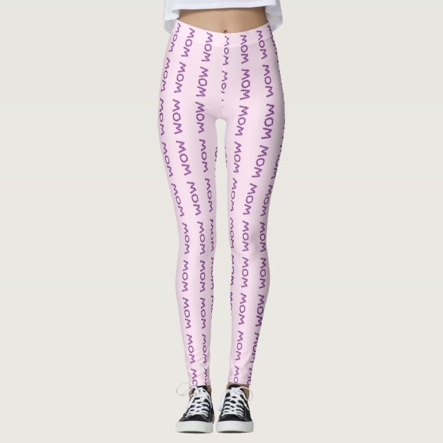 Leggings WOW MOM joyeux rose mignon (Devant)