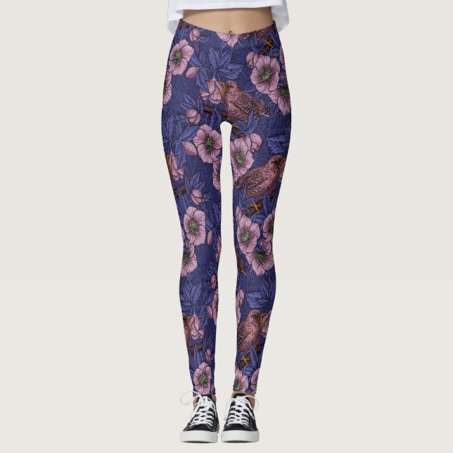 Leggings Wren et hellebore, violet et rose (Devant)