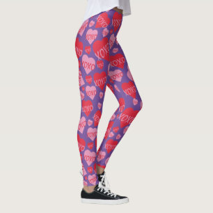 Leggings XOXO Love rose Motif de coeur rouge Valentine viol