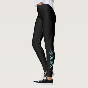 Leggings Xoxo Turquoise Texte Cool noir unique