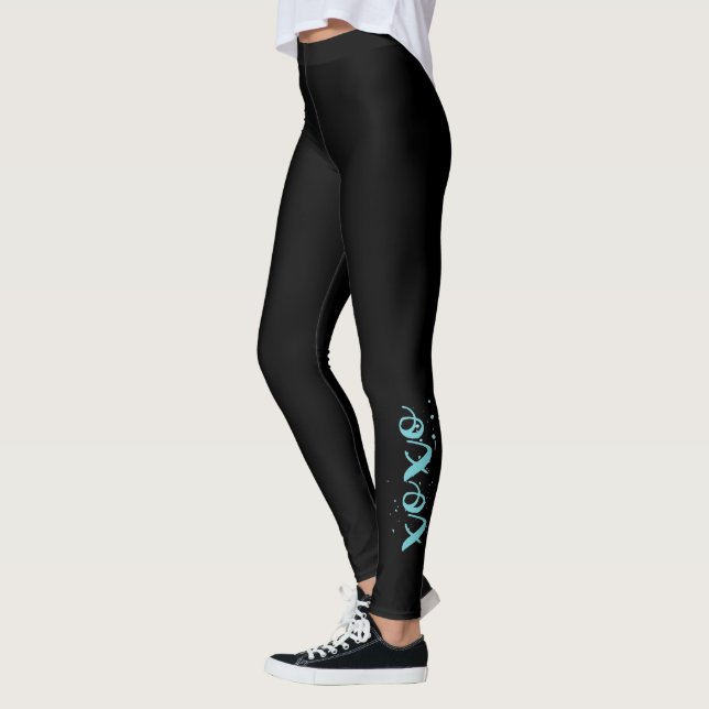Leggings Xoxo Turquoise Texte Cool noir unique (Gauche)