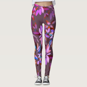 Leggings Y2K géant esthétique rose et floral pourpre