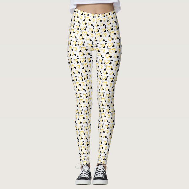 Leggings yellow and black hearts (Devant)
