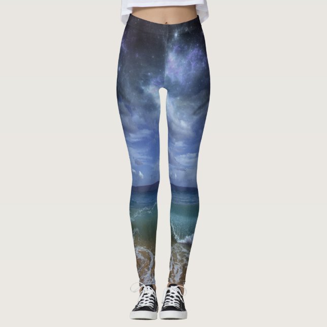 Leggings Yeux sur la plage océanique (Devant)