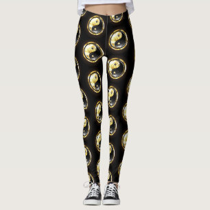 Leggings Yin Yang or sur noir