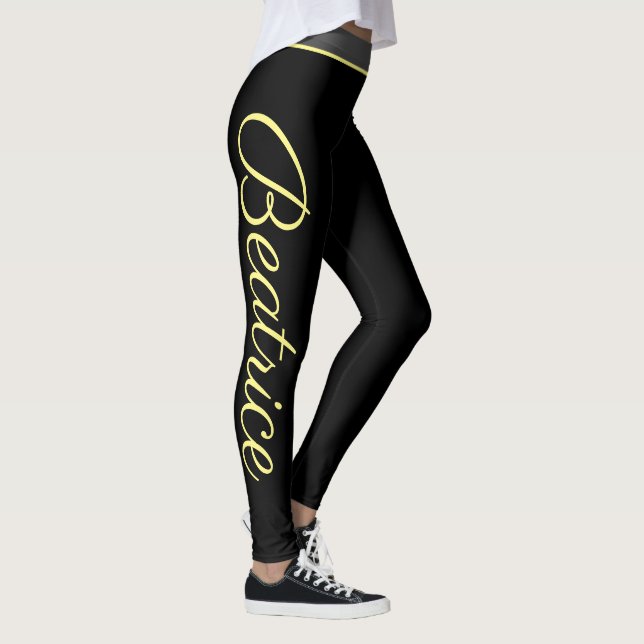 Leggings Yoga de script jaune personnalisé fitness et gym (Droite)