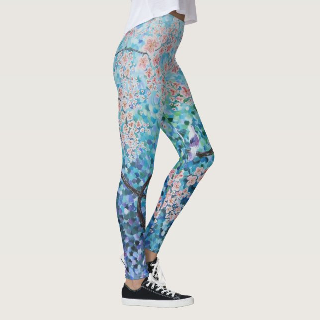 Leggings yoga floral de peinture de fleurs de cerisier (Droite)