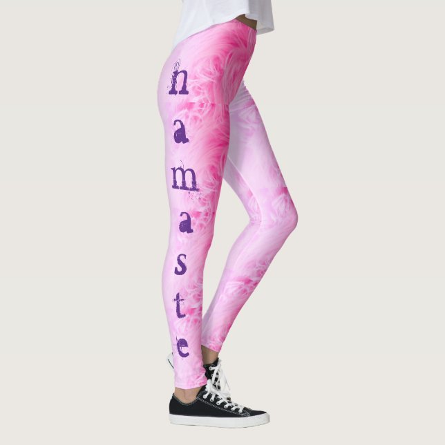 Leggings Yoga Namaste rose violet chic Modèle moderne (Droite)