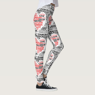 Leggings Yoga Pants Aimer Salsa Danser Coeur Rouge