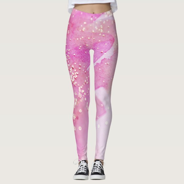 Leggings *~* Yoga Pilates Aquarelle Parties scintillant ros (Devant)