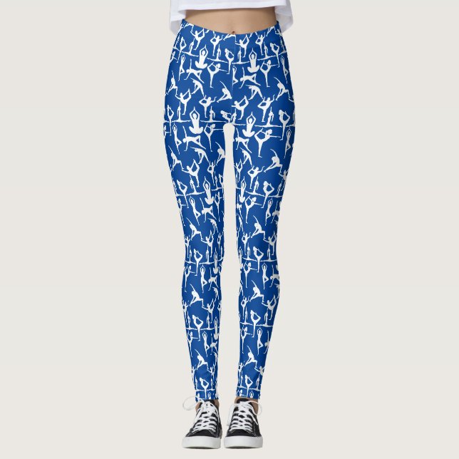 Leggings Yoga pose motif 01.bx4.Bleu BG (Devant)