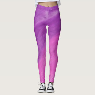 Leggings Yoga pourpre et rose de vague d'aquarelle