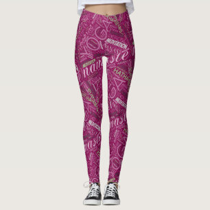 Leggings Yoga Word Cloud Plum/Green ID254