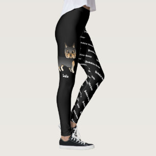 Leggings Yorkie noir et feu & nom et race du chien