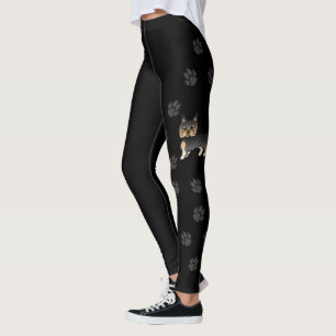 Leggings Yorkshire Terrier noir et feu, dessin animé de chi