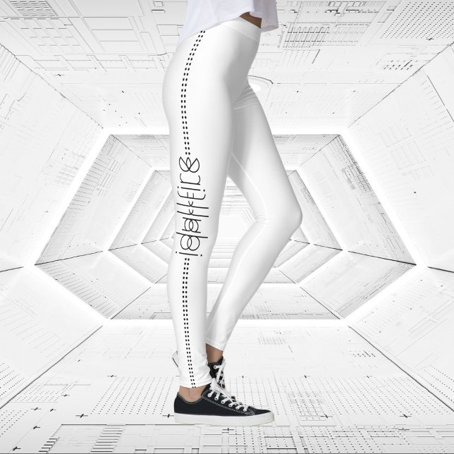 Leggings Your Name as Alien Glyphs Unique White (Créateur téléchargé)