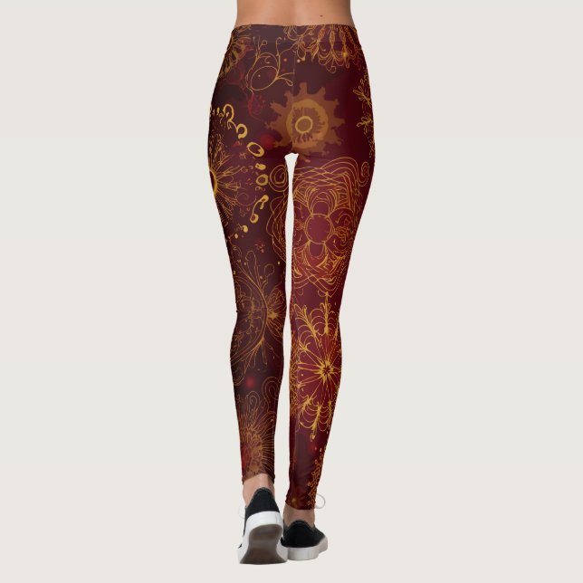 Leggings Yuletide Opulence : Threads dorés de Noël (Dos)