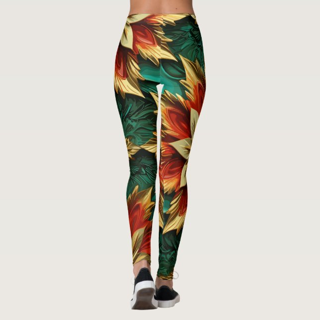 Leggings Yuletide Opulence : Threads dorés de Noël (Dos)