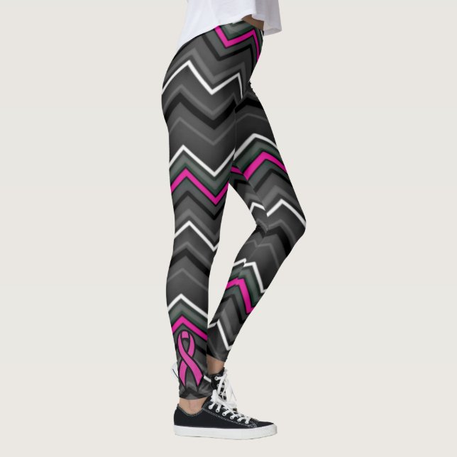 Leggings Zag rose Zig avec ruban...Cancer du sein (Droite)