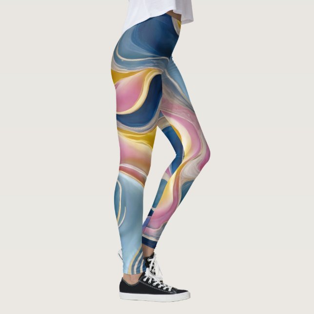 Leggings "Zahara" Flux de bleus, roses et sable (Droite)