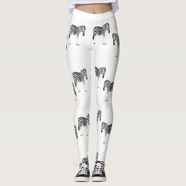 Leggings Zebra animal pattern on white (Devant)