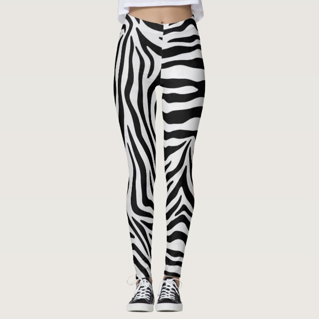 Leggings Zebra imprimé pantalon de yoga noir et blanc (Devant)