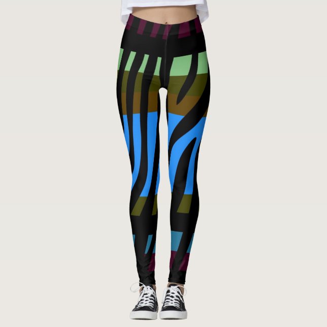 Leggings Zebra moderne Motif d'impression #3 (Devant)