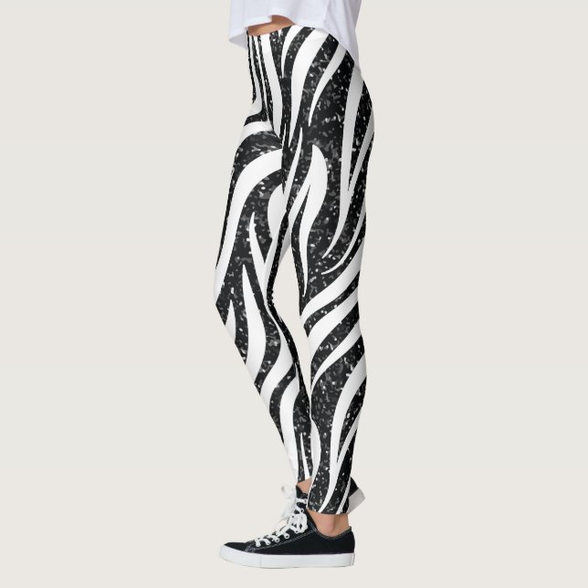 Leggings Zebra Stripes Black Parties scintillant Wild Anima (Gauche)