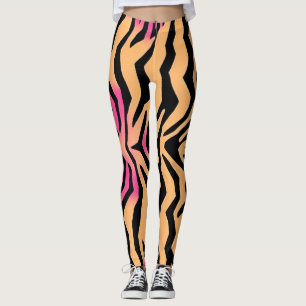 Leggings Zebra Tiger Stripe rose motif de peau animale sauv