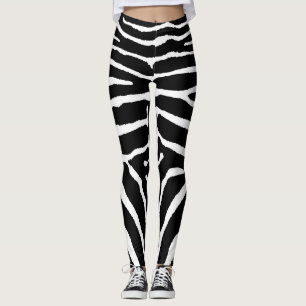 Leggings Zèbre en noir et blanc