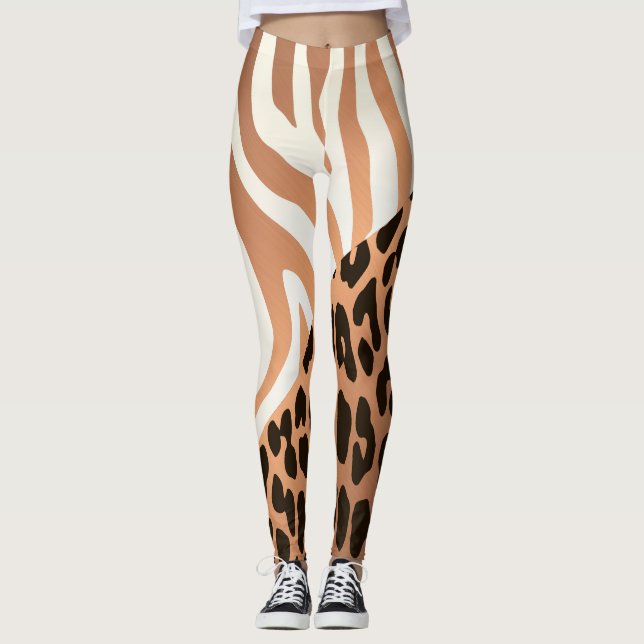 Leggings Zèbre et Empreinte de léopard (Devant)