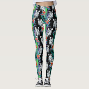 Leggings Zèbre et motif de fleurs exotique 2