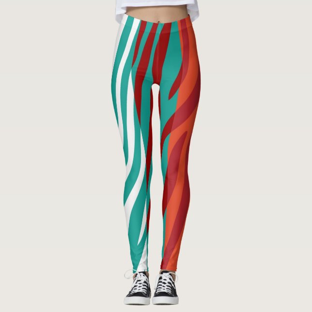Leggings Zèbre moderne Motif d'impression #16 (Devant)