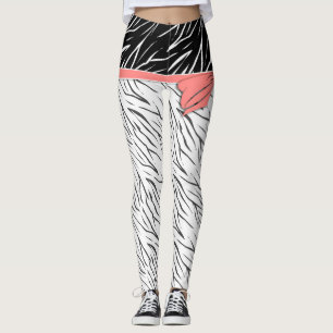 Leggings Zèbre peau noir blanc tigre rayures de cuir rose