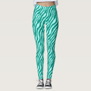 Leggings Zèbre rayures - Turquoise et Aqua