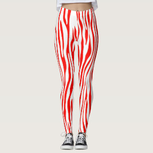 Leggings Zèbre rouge et blanc