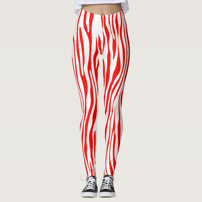 Leggings Zèbre rouge et blanc (Devant)