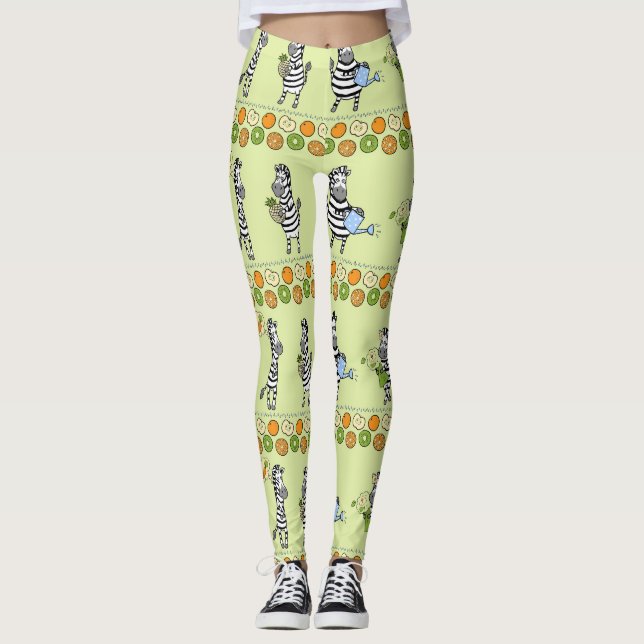 Leggings Zèbres et fruits Motif sans couture (Devant)