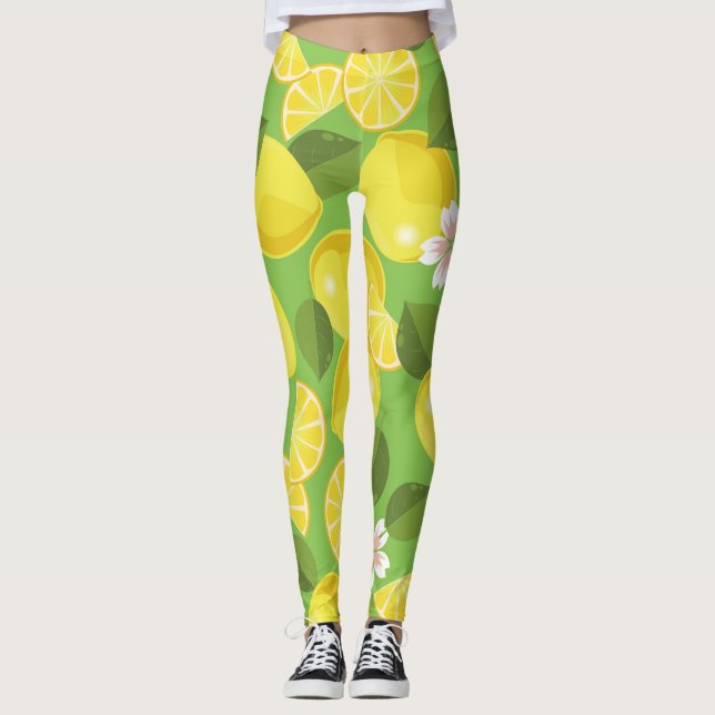 Leggings Zesty Lemon : Citrus Motif Delight (Devant)