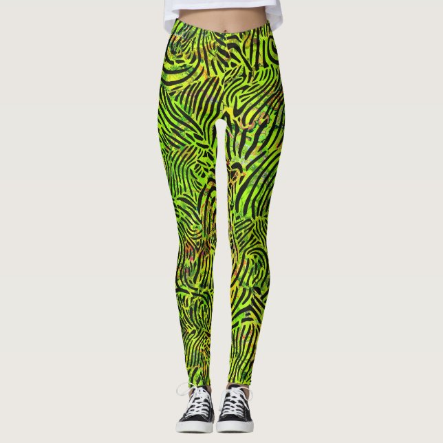 Leggings Zibra vert et noir (Devant)