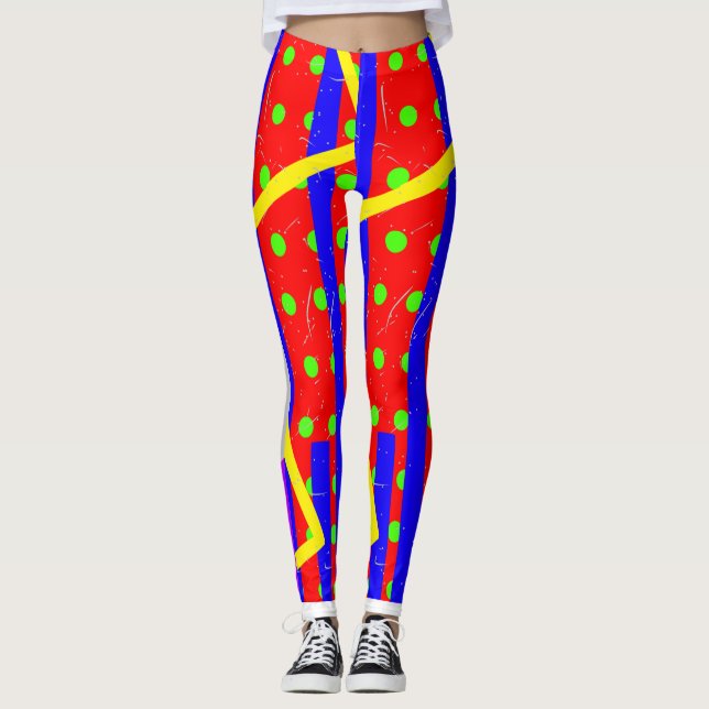 Leggings Zig-Zag Quirky Clown Pantalons esthétique (Devant)