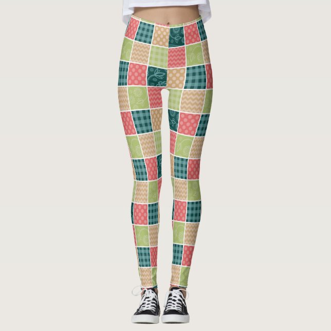 Leggings Zigzag, Chevron, En vichy, Pois, Patchwork (Devant)